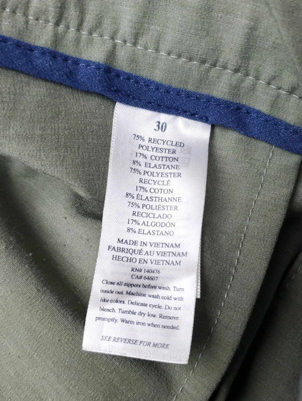 Faherty All Day Shorts Performance 9” Sage/Green Chino Belt Loop Preppy Size 30